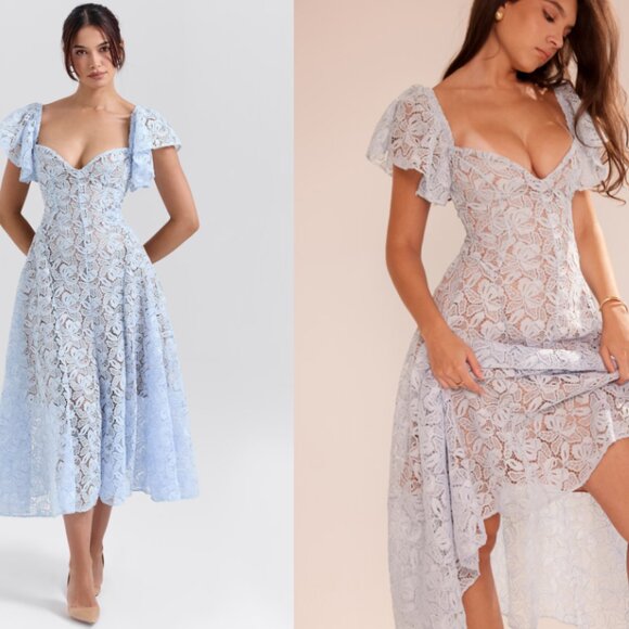 House of CB 'Austen' Bluebell Floral Lace Midi Dress NWOT - Picture 3 of 8